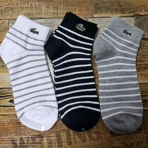 라코스테 스트라이프 자수단목 양말 (남성용)