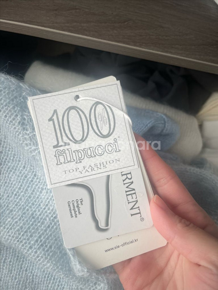 시에 아멜리 모헤어크롭 니트 페일블루 새상품(택미제거)--2