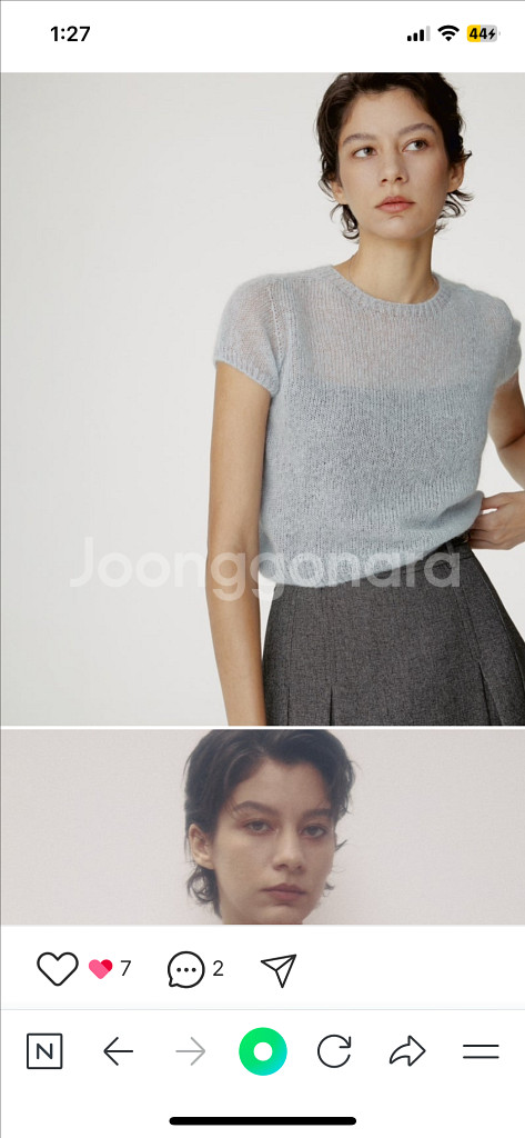 시에 아멜리 모헤어크롭 니트 페일블루 새상품(택미제거)--3