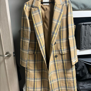 잇미샤 배색체크 핸드메이드 롱코트