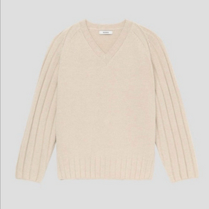 문달 레글런 브이넥 니트 - 오트밀