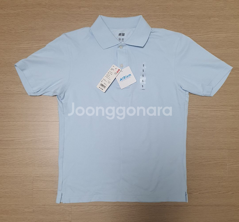 유니클로 에어리즘 반팔 카라티셔츠 S사이즈 하늘색--0
