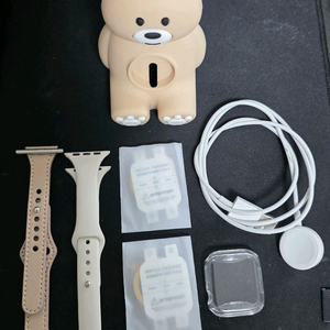 애플워치 곰돌이 충전 거치대, 충전케이블, 워치스트랩,