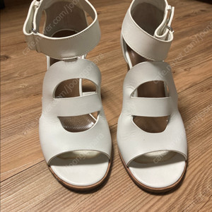 에르메스 화이트 가죽 웨지힐 샌들 230~235 35반