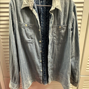 rrl 인디고 스트라이프 더블페이스 워크셔츠 L