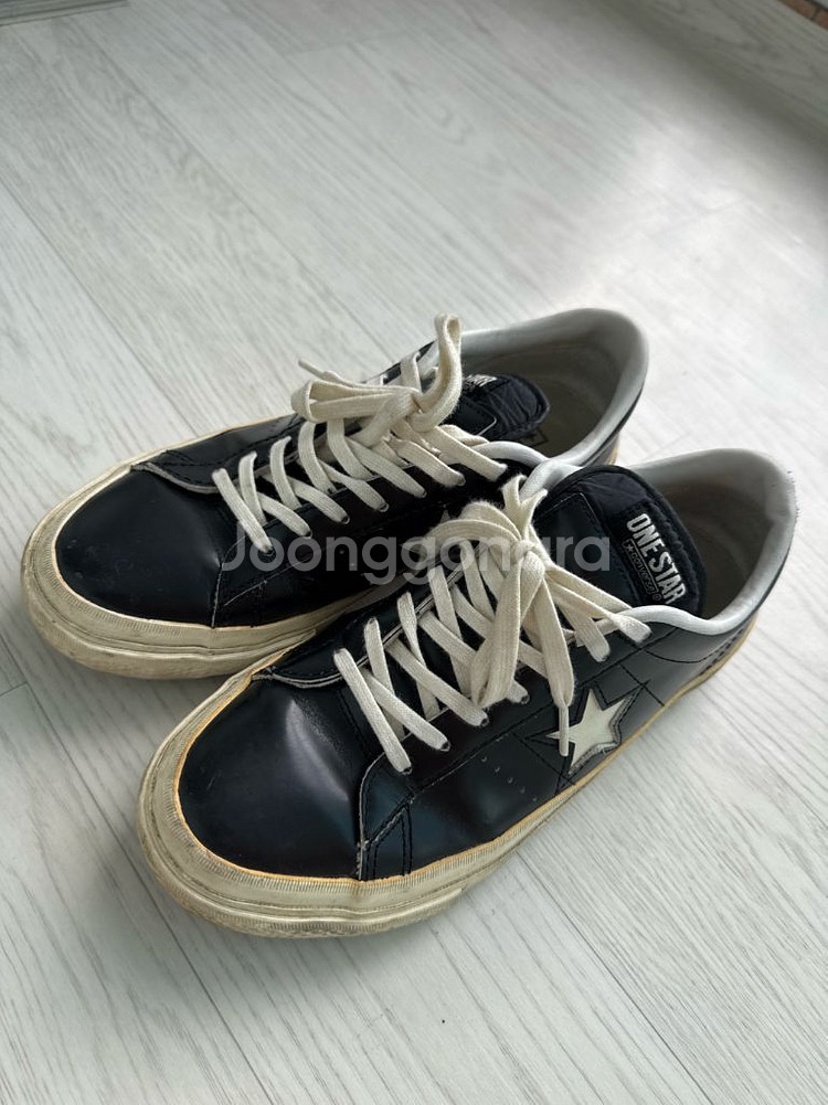 컨버스 원스타 블랙 레더 스니커즈 240--0