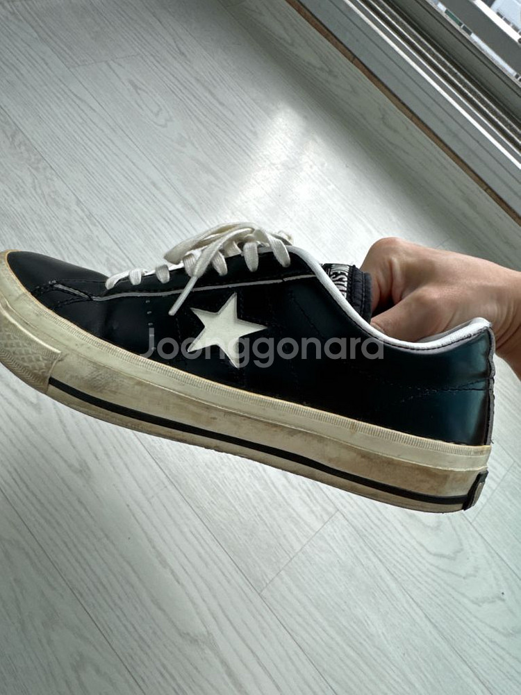 컨버스 원스타 블랙 레더 스니커즈 240--1