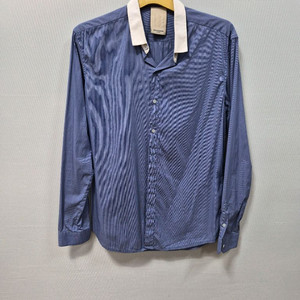 WOOYOUNGMI 우영미 블루 스트라이프 배색 셔츠