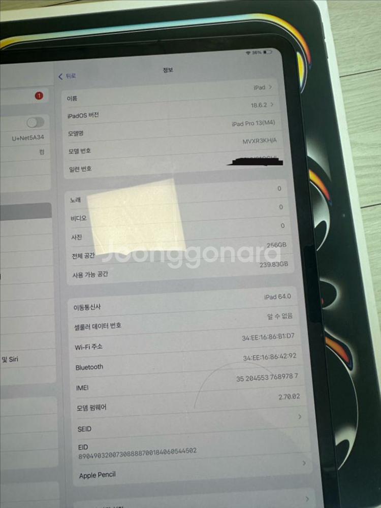 아이패드 프로 M4 13인치 256gb 셀룰러 스페이스--6