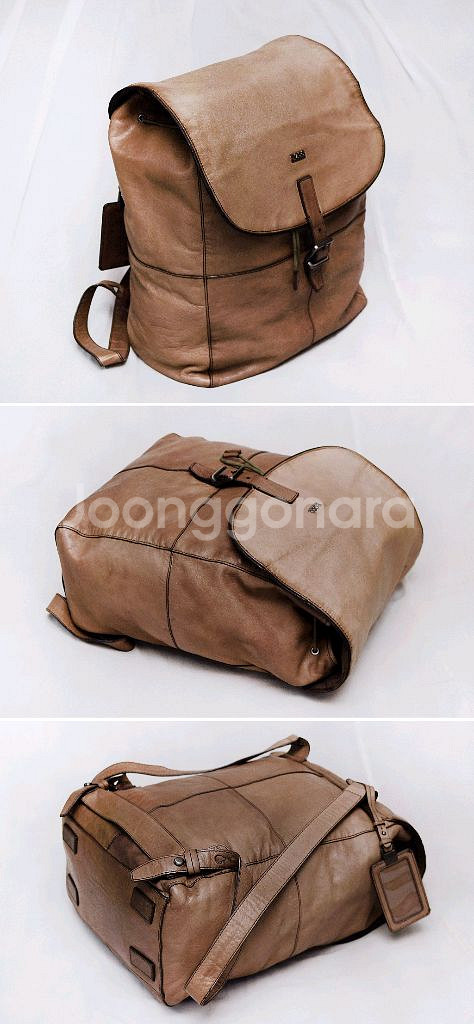 휴고 보스 풀그레인 베지터블 레더 클래식 가죽 백팩--2