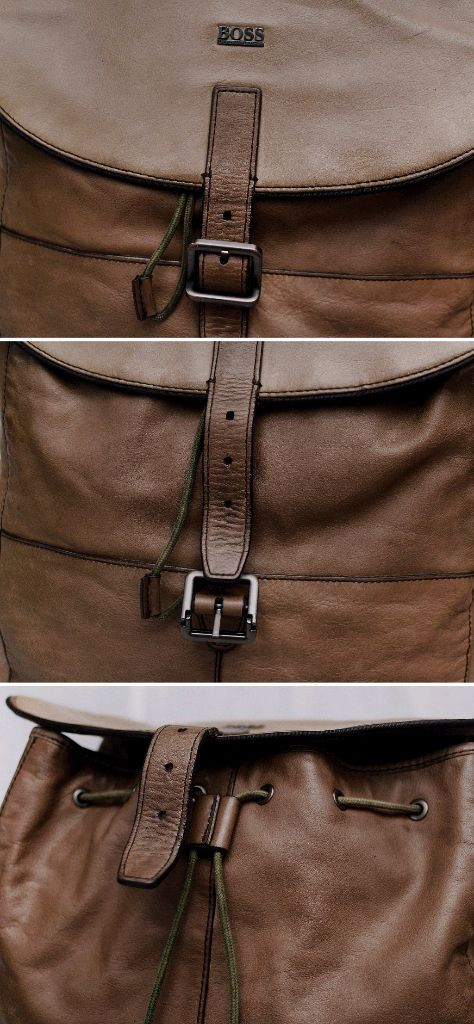 휴고 보스 풀그레인 베지터블 레더 클래식 가죽 백팩--7