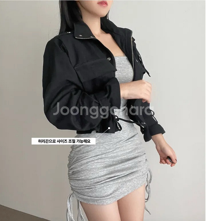 야상 크롭 자켓 블랙 점퍼--0