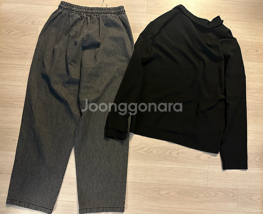 프리사이즈 밴딩데님 그레이+ 스판셔츠 (미착용)검정 일--1