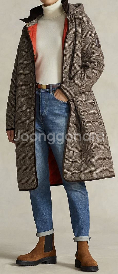 폴로 여성 퀼티드 누빔 반코트 M 루즈핏 팝니다.--1