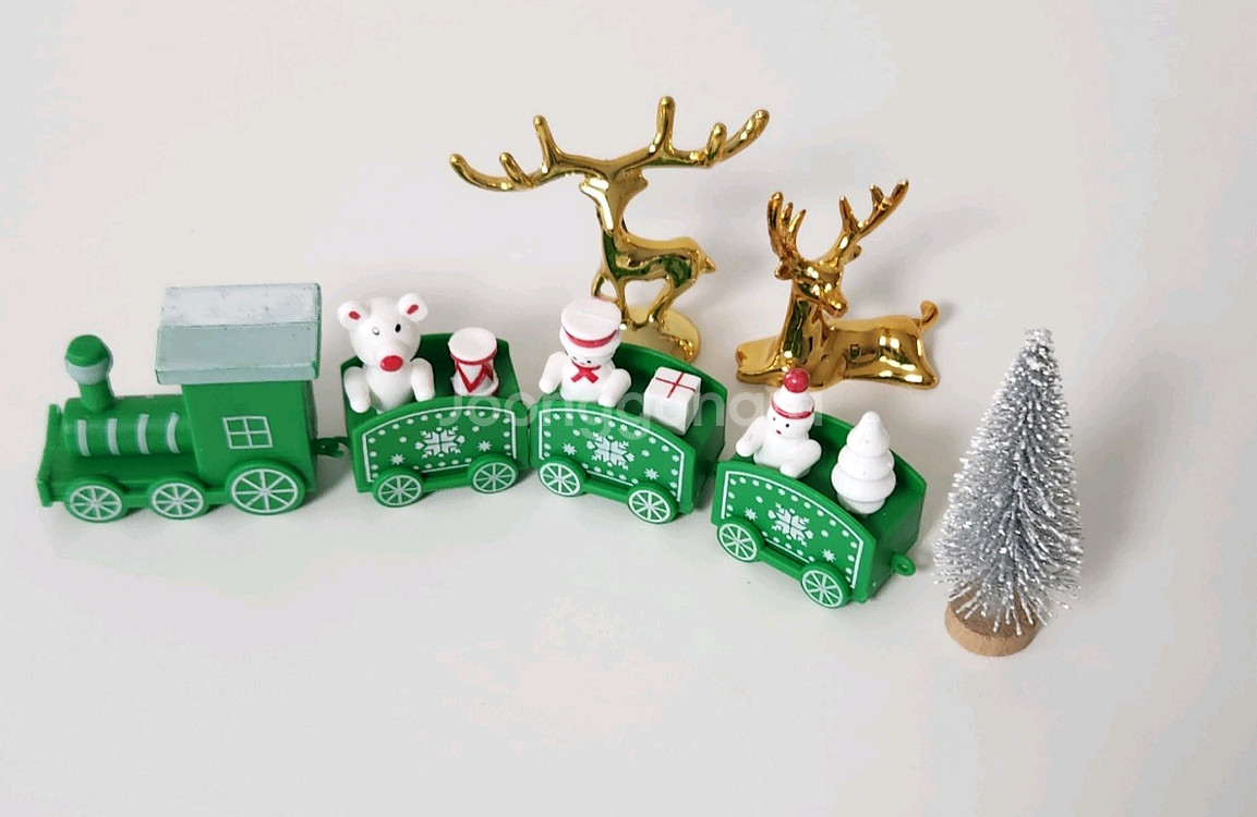 새상품)크리스마스 기차 사슴세트 미니 트리일괄--2
