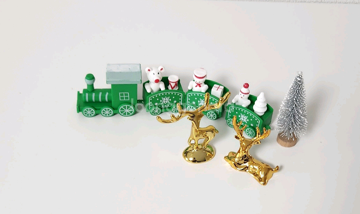 새상품)크리스마스 기차 사슴세트 미니 트리일괄--0