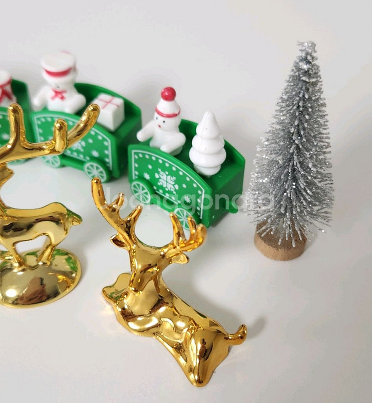 새상품)크리스마스 기차 사슴세트 미니 트리일괄--3
