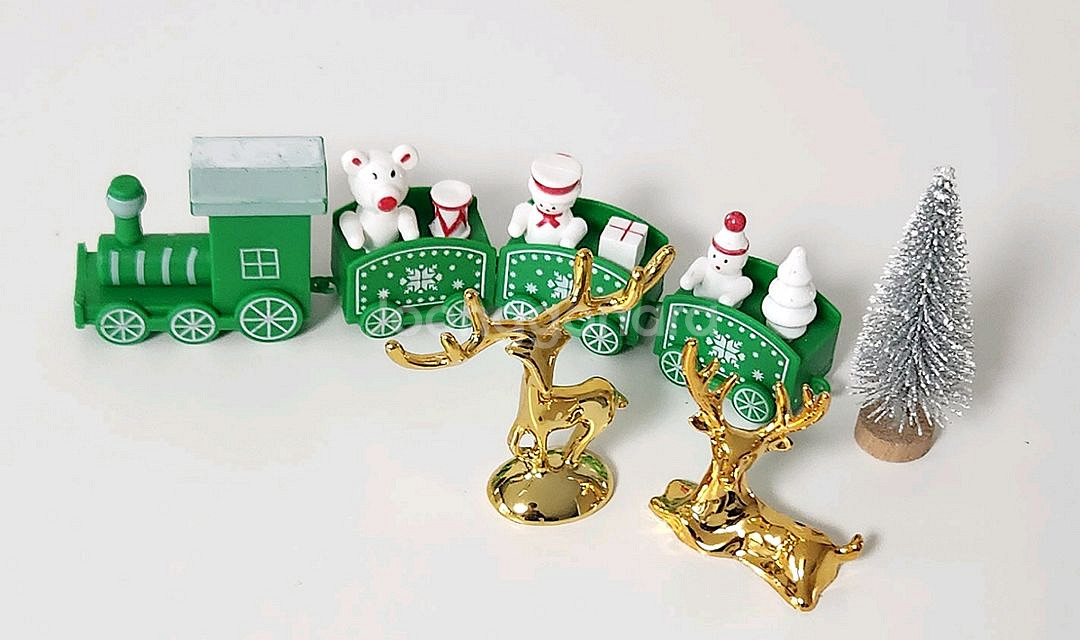 새상품)크리스마스 기차 사슴세트 미니 트리일괄--4