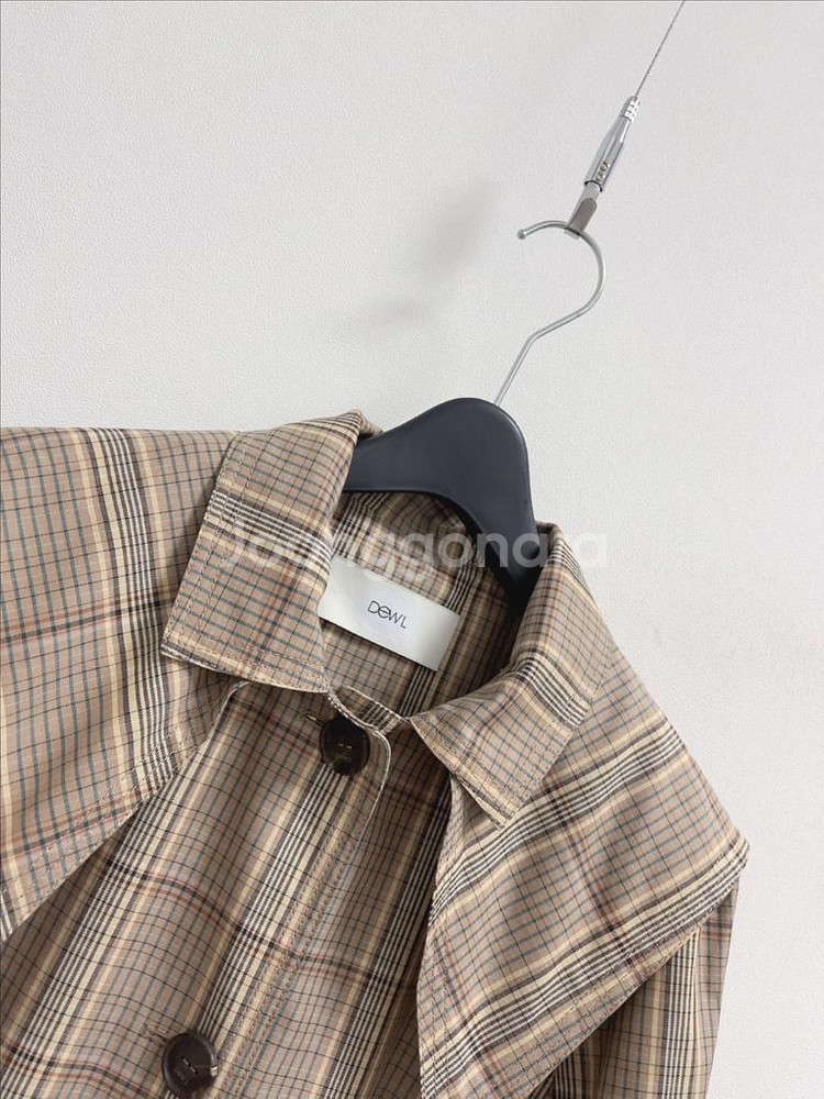 듀엘 체크 케이프 포인트 트렌치 코트--1