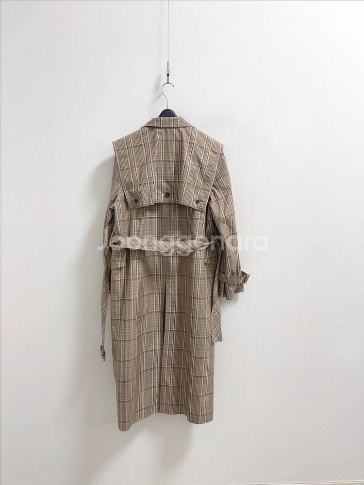 듀엘 체크 케이프 포인트 트렌치 코트--7