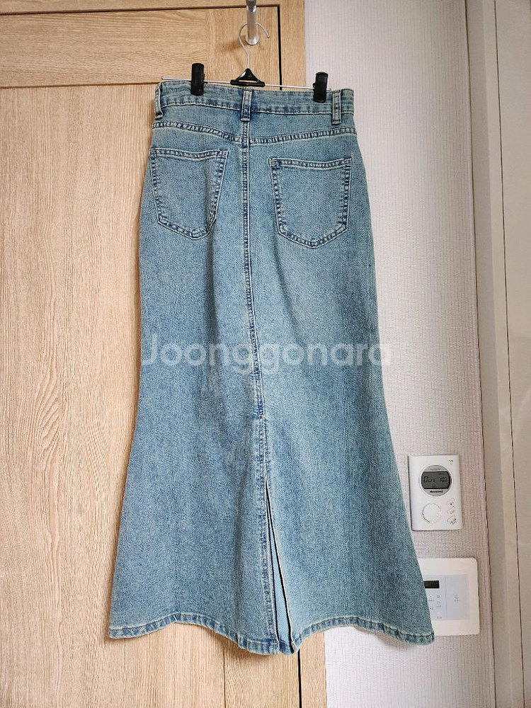 (S)뒷트임 데님 청 롱스커트 머메이드핏 청치마--3