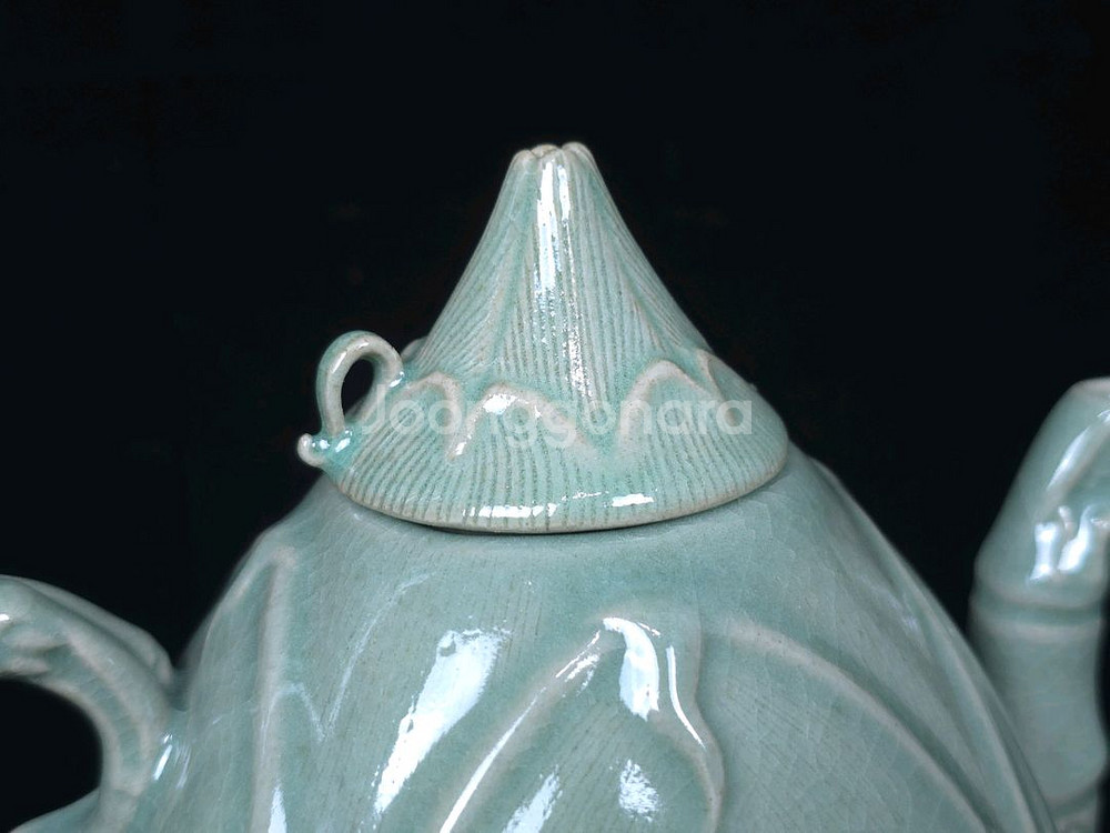 해강 유근형 청자연봉주전자--3