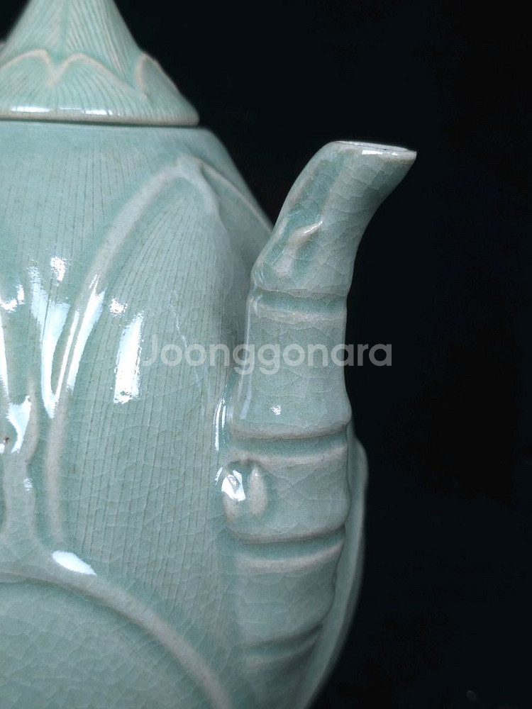 해강 유근형 청자연봉주전자--5