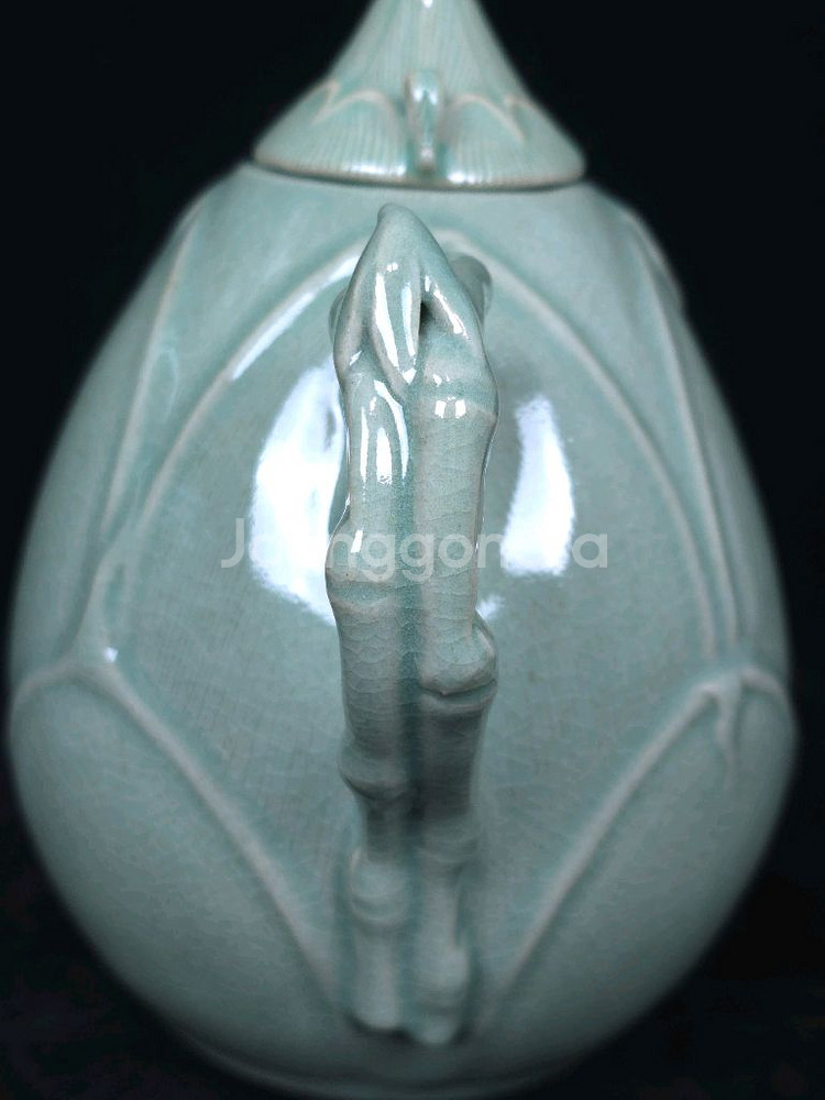 해강 유근형 청자연봉주전자--4