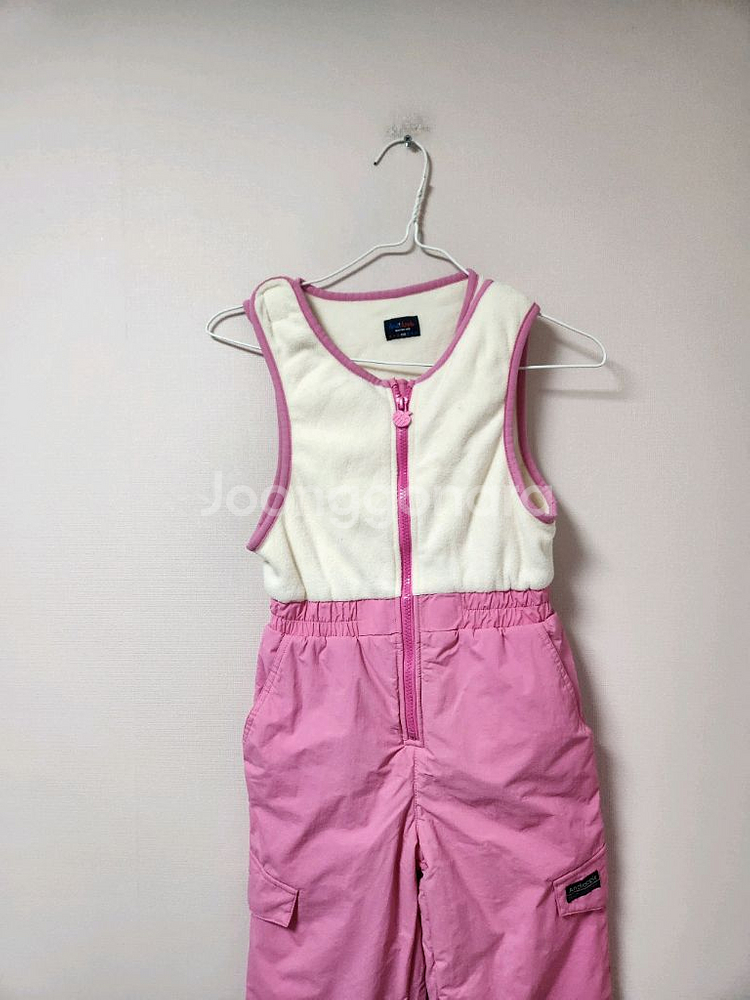 130사이즈 앤디애플 핑크 아이보리 스키복 올인원 바지--2