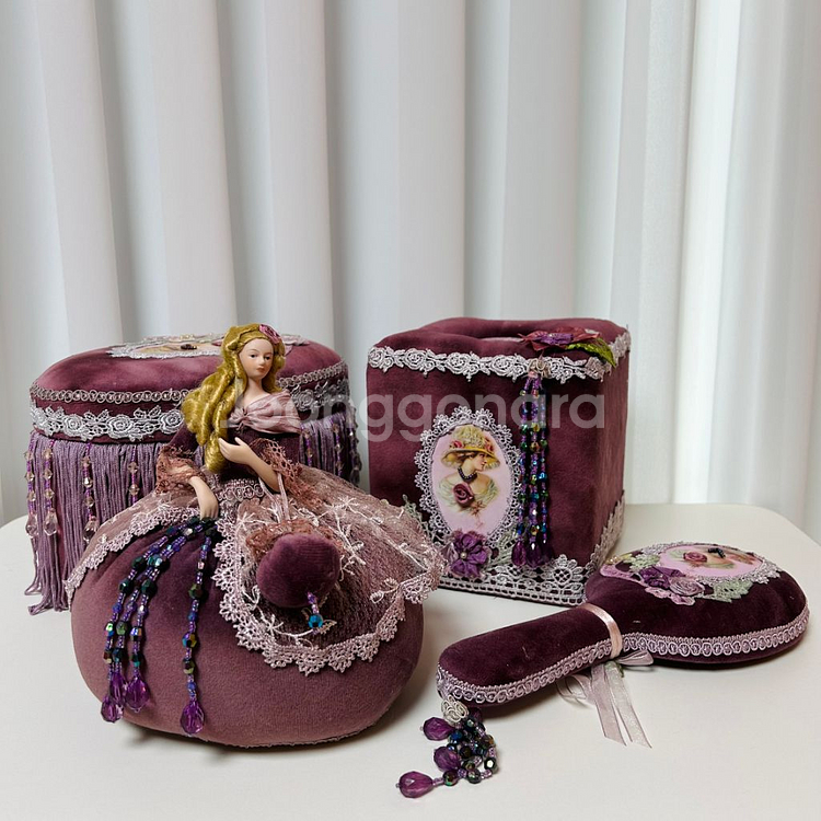 새상품)엔틱한 벨벳 오브제 4종 세트--0