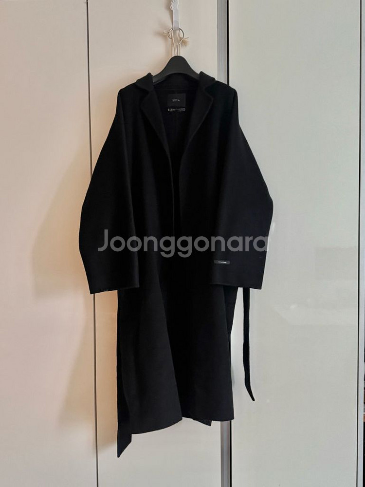 울 90% 핸드메이드 롱 코트 블랙--0