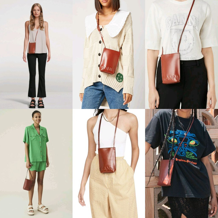 GANNI 가니 브라운레더 미니백 숄더백 크로스백 폰백--1