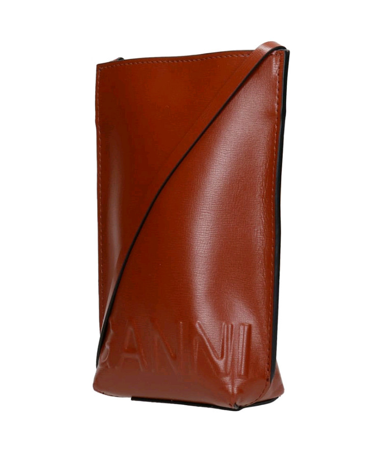 GANNI 가니 브라운레더 미니백 숄더백 크로스백 폰백--4