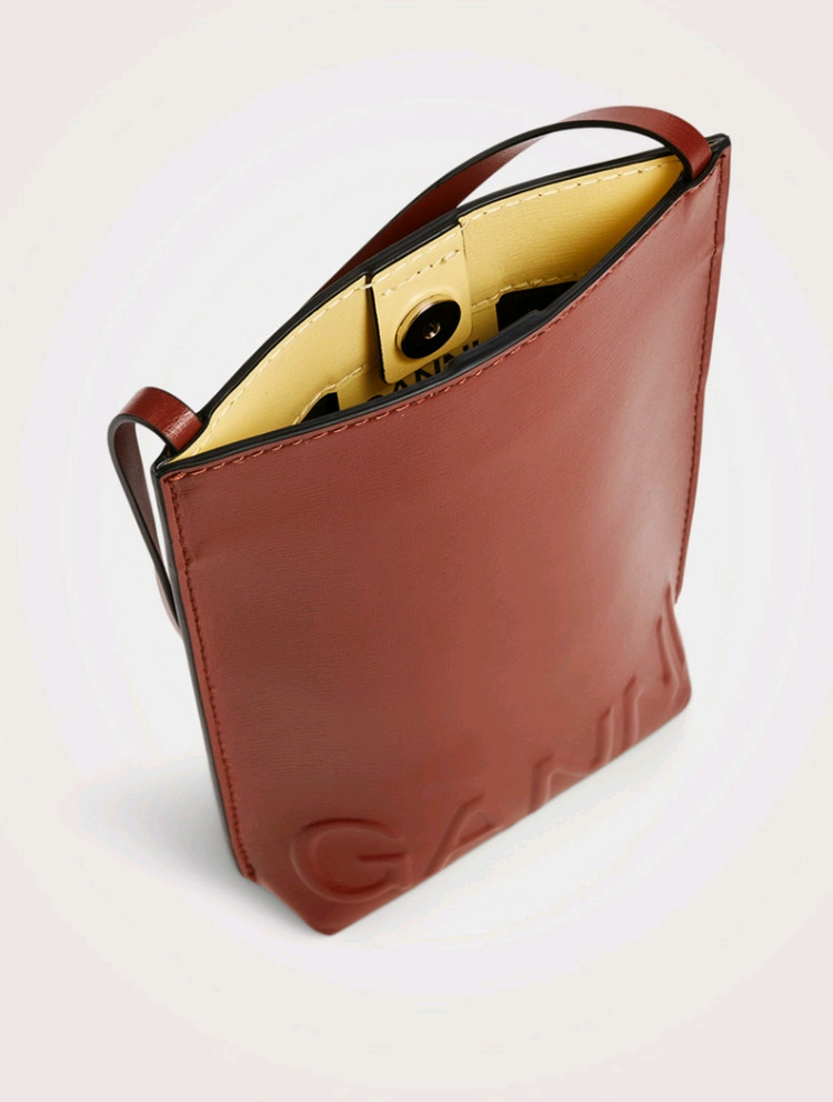 GANNI 가니 브라운레더 미니백 숄더백 크로스백 폰백--6