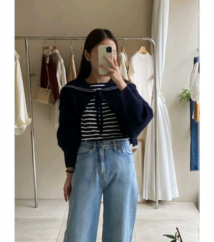 세일러 볼레로 니트 가디건 이미지