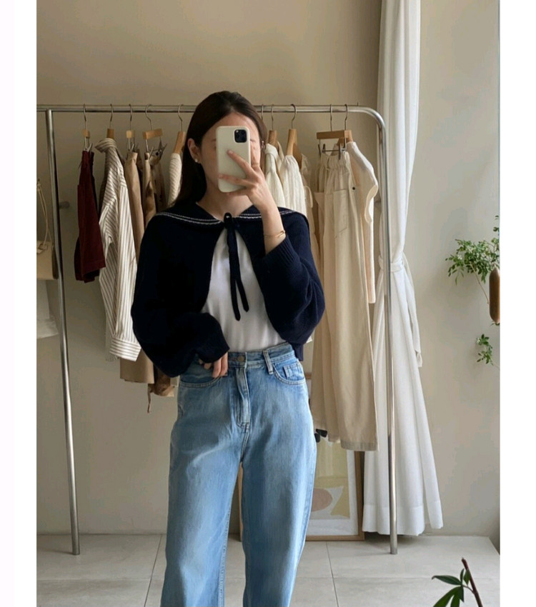 세일러 볼레로 니트 가디건 이미지