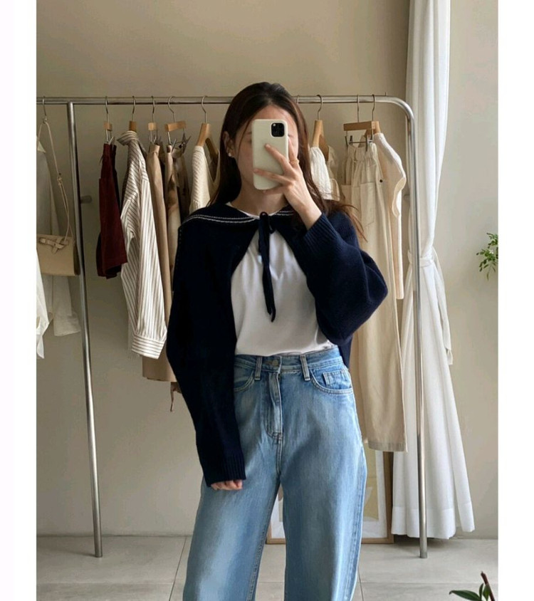 세일러 볼레로 니트 가디건 이미지