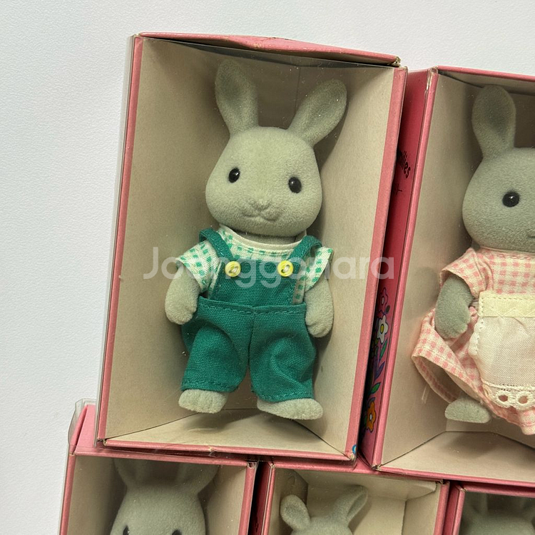 실바니안 올드 핑크박스 회색토끼 가족 일괄--1