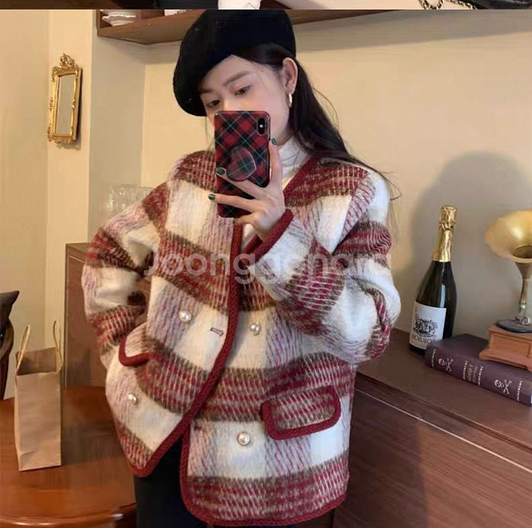 체크트위드가디건코트--3