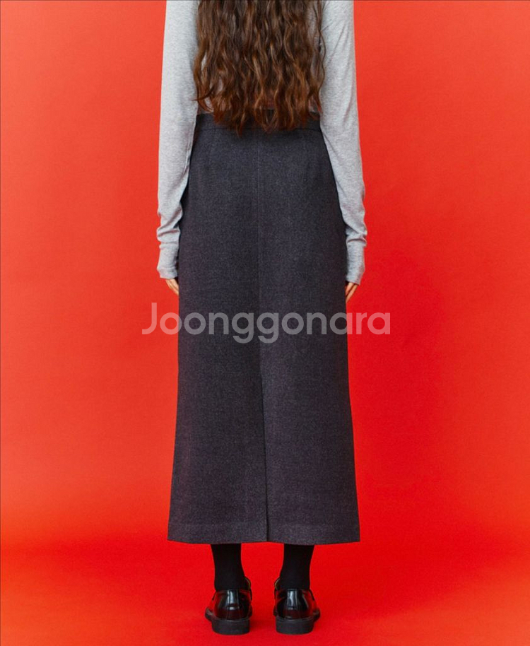 [새상품] 르세지엠 텐셀 울 롱스커트 차콜--3