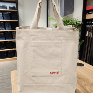 리바이스 아이보리 캔버스 토트백