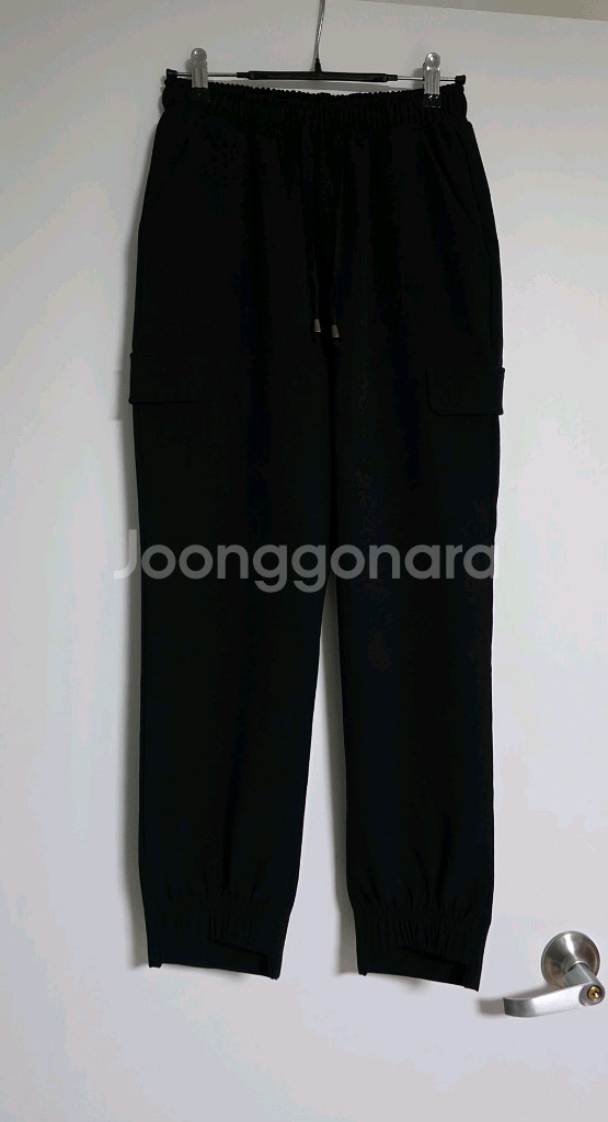 여성그라피 블랙 카고 조거 팬츠 66--2