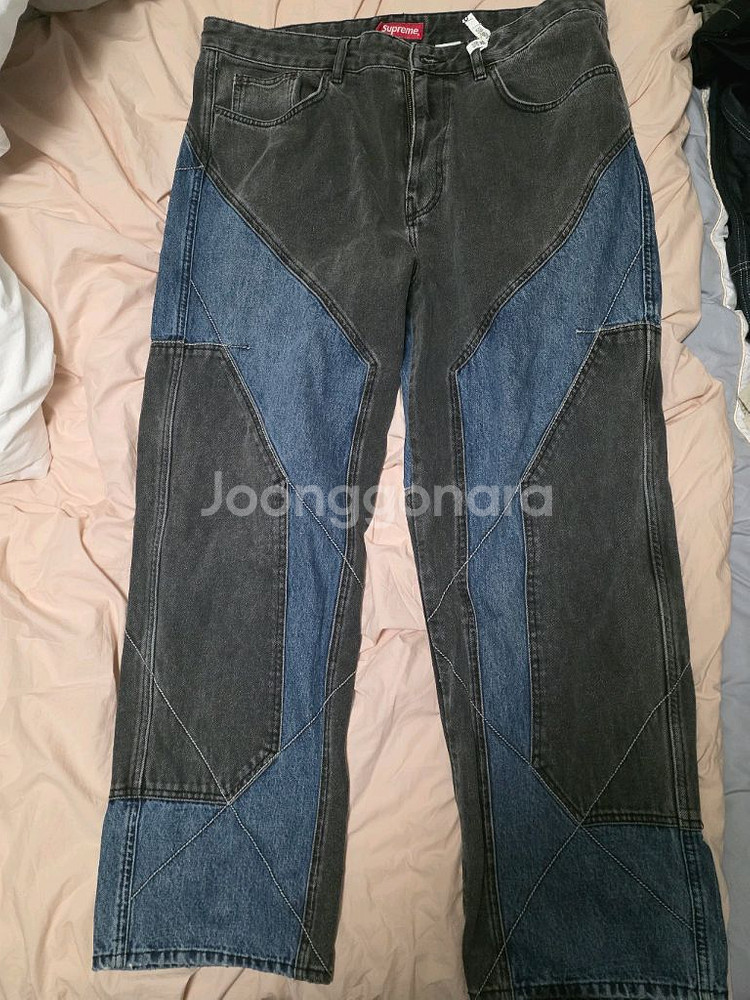 슈프림 투톤 패널드 데님팬츠 36--1