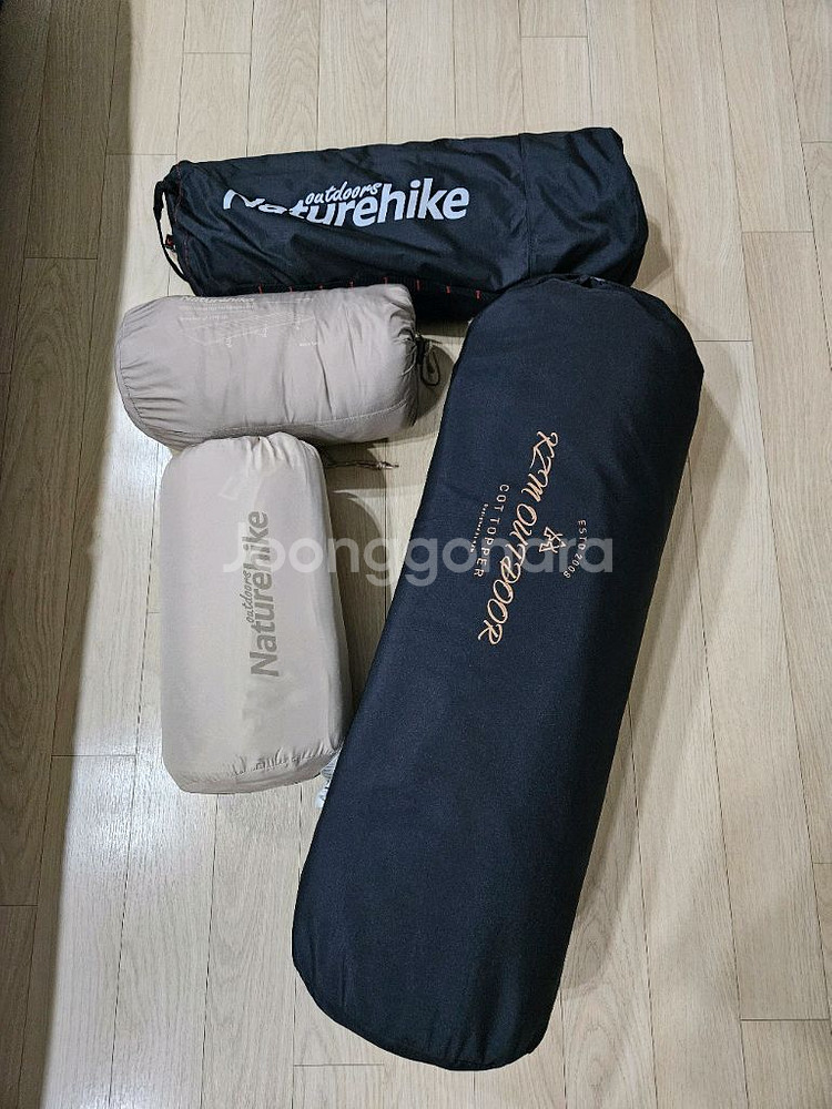네이처하이크 1인 야전침대+커버+침낭+코튼토퍼 세트입니--0