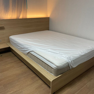 한샘 원목수납 호텔침대(협탁,조명)프레임+매트리스포함
