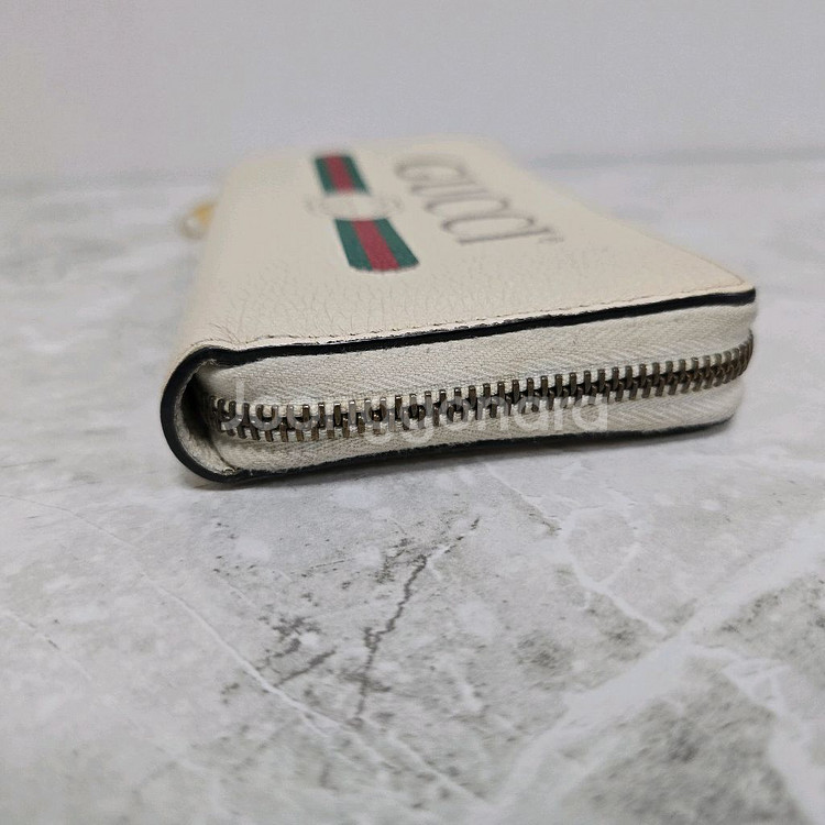 구찌 띠로고 지퍼 장지갑--6