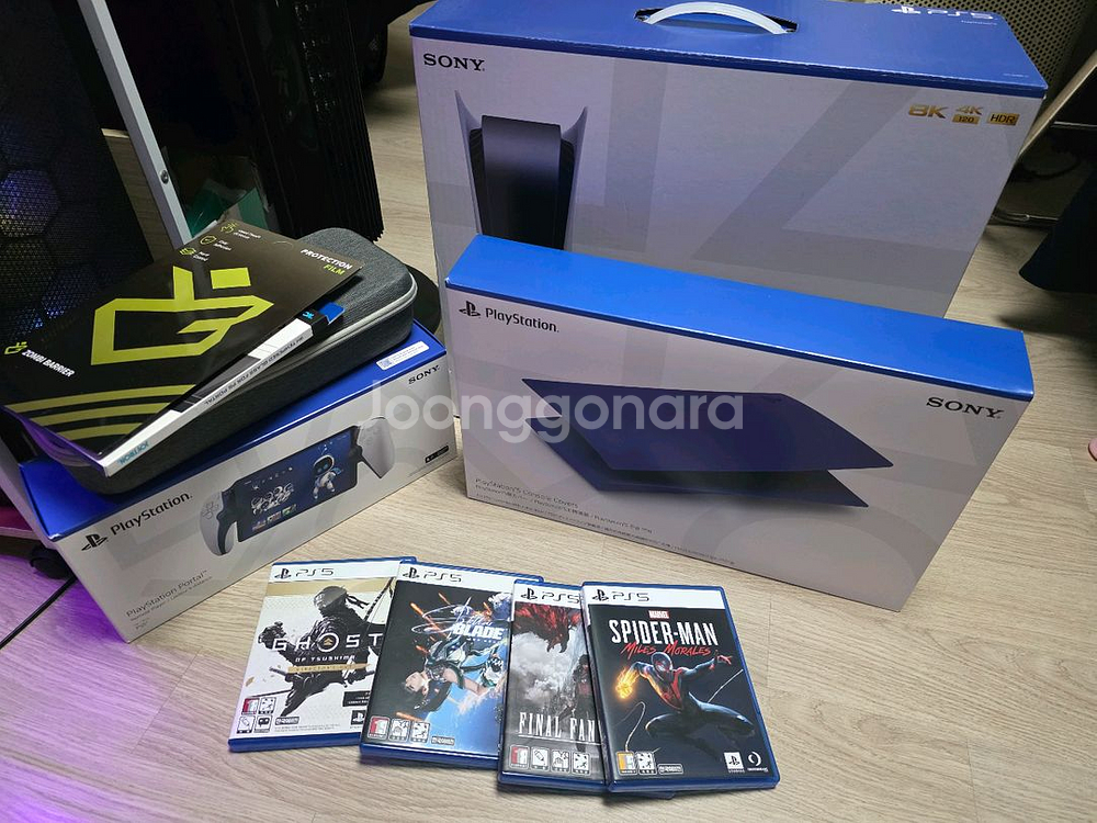 PS5 디스크 1218A+게임4개+추가커버+플스포탈 팜--0