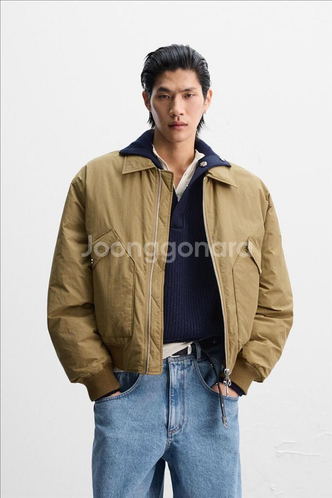 자라 x 나누시카 패디드 봄버 자켓 카멜 L--2