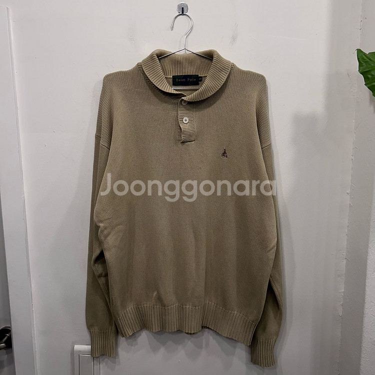 빈폴 스몰로고 이탈리안카라 헨리넥 니트--1