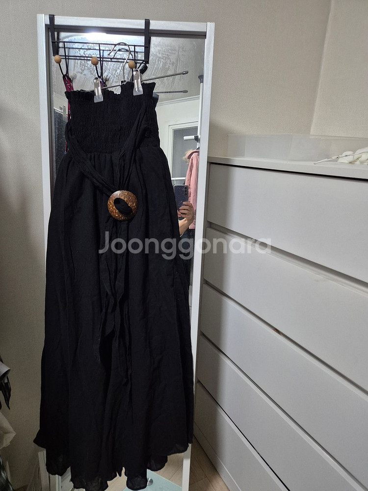 블랙고리장식 롱 원피스--0